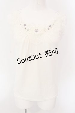 画像1: axes femme / ビジュー×レース使いタンク F シロ O-25-02-28-062-AX-TO-OW-OS