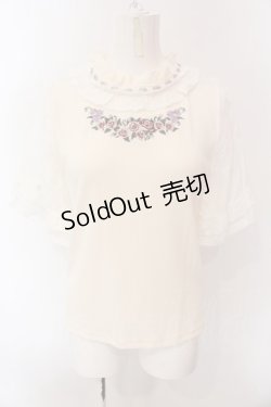 画像1: axes femme / バラの花刺繍レース切替プルオーバー F キナリ O-25-02-28-064-AX-TO-OW-OS