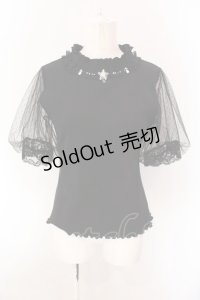 axes femme / ビジュー付チュール袖トップス F クロ O-25-02-28-066-AX-TO-OW-OS