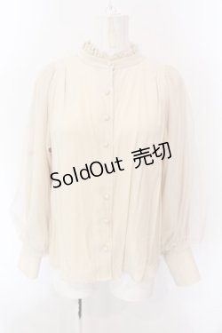 画像1: axes femme / 袖チュールブラウス M キナリ O-25-02-28-067-AX-BL-OW-OS