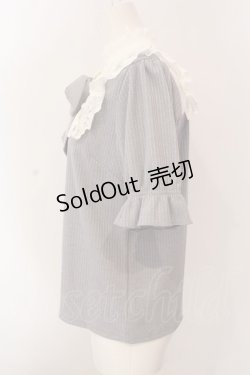 画像3: axes femme / リボンブローチ付リブプルオーバー F ブルーグレー O-25-02-28-074-AX-TO-OW-OS
