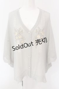 axes femme / レース×ローズ刺繍ポンチョ F グリーン O-25-02-28-076-AX-TO-OW-OS