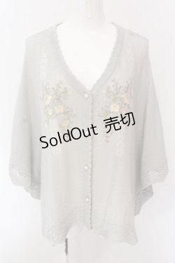 画像1: axes femme / レース×ローズ刺繍ポンチョ F グリーン O-25-02-28-076-AX-TO-OW-OS