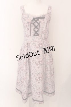 画像1: axes femme / ロマンティックローズ柄ジャンパースカート F ピンク O-25-02-28-080-AX-OP-OW-OS