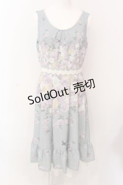 画像1: axes femme / 蔓薔薇柄ノースリワンピース F グリーン O-25-02-28-085-AX-OP-OW-OS