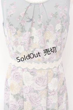 画像2: axes femme / 蔓薔薇柄ノースリワンピース F グリーン O-25-02-28-085-AX-OP-OW-OS
