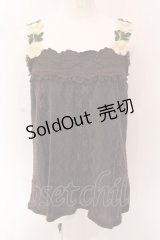 axes femme / フラワーモチーフ使いキャミ M パープル×ブラウン O-25-02-28-090-AX-TO-OW-OS