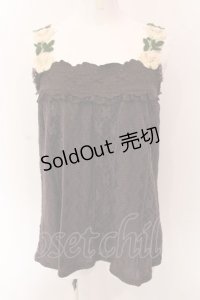 axes femme / フラワーモチーフ使いキャミ M パープル×ブラウン O-25-02-28-090-AX-TO-OW-OS