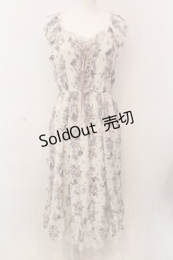 画像1: axes femme / パピヨンローズ柄編上ワンピース F キナリ O-25-02-28-091-AX-OP-OW-OS