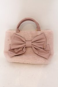 axes femme / リボンデザインファーバッグ  ピンク O-25-02-28-098-AX-BG-OW-ZT-K018