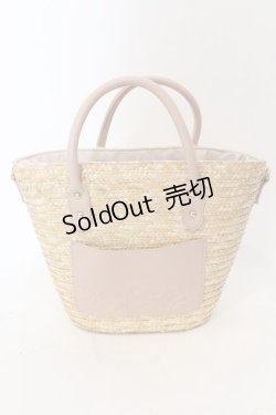 画像1: axes femme / バラ型押しポケットかごバッグ  ナチュラル×ピンク O-25-02-28-100-AX-BG-OW-OS