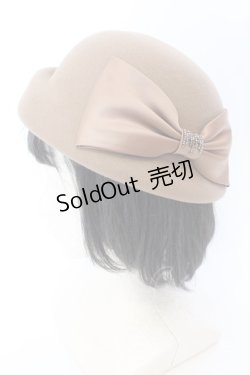 画像1: axes femme / リボン付ウールフェルトハット 57.5ｃｍ モカ O-25-02-28-105-AX-AC-OW-OS