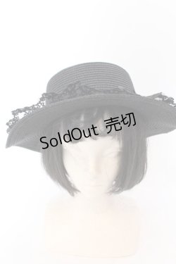 画像2: axes femme / 巻き薔薇レース雑材カンカン帽 57ｃｍ クロ O-25-02-28-107-AX-AC-OW-OS