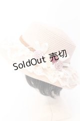 axes femme / 巻き薔薇レース雑材カンカン帽 57ｃｍ ピンク O-25-02-28-109-AX-AC-OW-OS