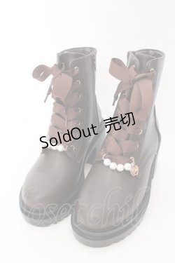 画像1: axes femme / パールチャーム付ミドルブーツ S ブラウン O-25-02-28-110-AX-SH-OW-OS