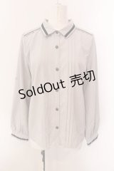 axes femme / ライン使いタイ付ブラウス【タイ欠品】 L グレー O-25-02-28-020-AX-BL-IG-OS