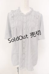 axes femme / ギャザーデザインフレア袖ブラウス L ブルー O-25-02-28-021-AX-BL-IG-OS