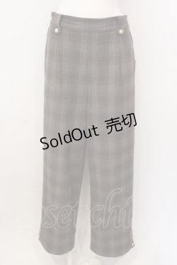 画像1: axes femme / 裾釦起毛チェックワイドパンツ L ブラウン O-25-02-28-025-AX-PA-IG-OS