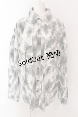 画像1: REFLEM / オーバームラ染めシャツ  ホワイト×グレー×ブラック O-25-03-06-021-PU-BL-IG-ZY