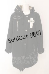 HELL CAT PUNKS / アイレットレースアップモッズコート  ブラック×裏地レッド O-25-03-06-027-PU-CO-IG-ZT-C015