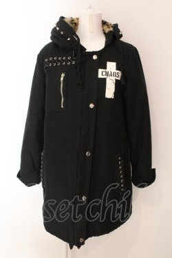 画像1: HELL CAT PUNKS / アイレットレースアップモッズコート  ブラック×裏地レッド O-25-03-06-027-PU-CO-IG-ZT-C015