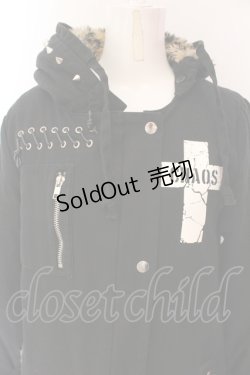 画像2: HELL CAT PUNKS / アイレットレースアップモッズコート  ブラック×裏地レッド O-25-03-06-027-PU-CO-IG-ZT-C015