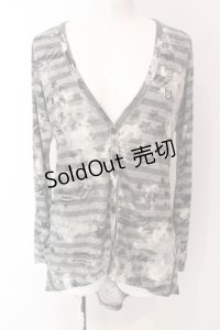 PEACE NOW / 透かしボーダースターカットカーディガン  グレー O-25-03-06-030-PU-TO-IG-OS