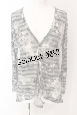 画像1: PEACE NOW / 透かしボーダースターカットカーディガン  グレー O-25-03-06-030-PU-TO-IG-OS