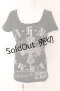 LAZY DAISY / スパイダーカットプリントTシャツ  ブラック O-25-03-06-031-PU-TS-IG-OS