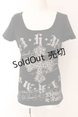 LAZY DAISY / スパイダーカットプリントTシャツ  ブラック O-25-03-06-031-PU-TS-IG-OS