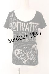 LAZY DAISY / スパイダーカットプリントロングTシャツ  ブラック O-25-03-06-032-PU-TS-IG-OS