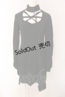 画像1: PEACE NOW / ステッチ配色胸開きガーゼワンピース M ブラック O-25-03-06-050-PU-OP-OW-OS