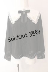 axes femme POETIQUE / クロス刺繍シスターブラウス M クロ×シロ O-25-03-06-062-AX-BL-IG-OS