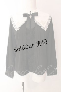 画像1: axes femme POETIQUE / クロス刺繍シスターブラウス M クロ×シロ O-25-03-06-062-AX-BL-IG-OS