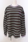 LAND by MILK BOY / SMILY MULTI-BORDER TEE Tシャツ  ブラック×パープル系 O-25-03-08-035-PU-TO-IG-ZT317