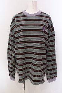 LAND by MILK BOY / SMILY MULTI-BORDER TEE Tシャツ  ブラック×パープル系 O-25-03-08-035-PU-TO-IG-ZT317