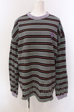 画像1: LAND by MILK BOY / SMILY MULTI-BORDER TEE Tシャツ  ブラック×パープル系 O-25-03-08-035-PU-TO-IG-ZT317