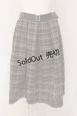 画像1: axes femme / ベルト付ボックスタックスカート M ブラウン O-25-03-08-050-AX-SK-IG-OS