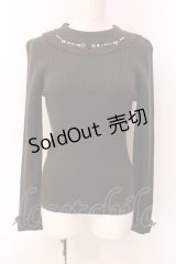axes femme / 薔薇モチーフボトルネックプルオーバー M モカ O-25-03-08-061-AX-TO-OW-OS