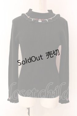 画像1: axes femme / バラボトルネックリブプルオーバー F クロ O-25-03-08-062-AX-TO-OW-OS