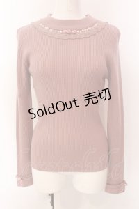 axes femme / 薔薇モチーフボトルネックプルオーバー M ピンク O-25-03-08-065-AX-TO-OW-OS