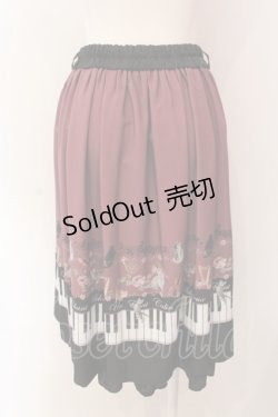 画像4: axes femme POETIQUE / ベルト付猫とピアノ柄スカート（ベルト欠品） M ワイン O-25-03-08-072-AX-SK-OW-OS