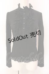 Sheglit / スタンドカラーフリルカットソー M ブラック O-25-03-08-073-EL-TO-OW-OS