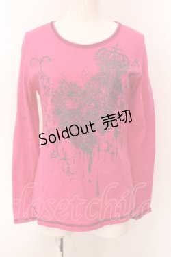 画像1: ALGONQUINS / ハート＆ローズptカットソー F 濃ピンク O-25-03-08-078-AL-TO-OW-OS