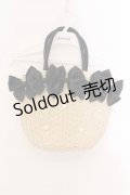 axes femme POETIQUE / リボン雑材風バッグ  ナチュラル×クロ O-25-03-08-082-AX-BG-OW-OS