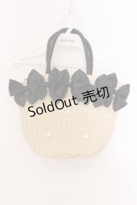 axes femme POETIQUE / リボン雑材風バッグ  ナチュラル×クロ O-25-03-08-082-AX-BG-OW-OS