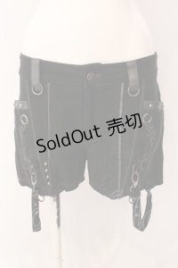 Ozz Croce / 刺繍入サイドベルトショートパンツ  ブラック O-25-03-08-002-OO-PA-OW-OS