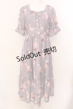 画像1: axes femme / ミルフィーユローズ柄ワンピース F ラベンダー O-25-03-08-012-AX-OP-OW-OS