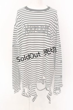 画像1: REFLEM / ダメージボーダーL/S Tee　カットソー F ブラック×ホワイト O-25-03-08-025-PU-TO-OW-OS