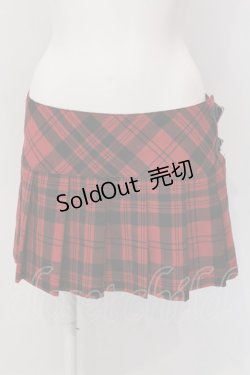 画像1: HYSTERIC GLAMOUR / プリーツ巻きスカート M レッド O-25-03-10-014-PU-SK-OW-OS